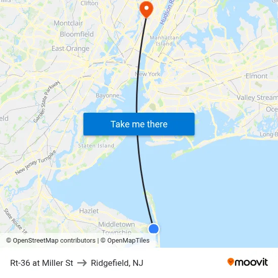 Rt-36 at Miller St to Ridgefield, NJ map