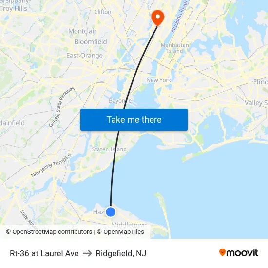 Rt-36 at Laurel Ave to Ridgefield, NJ map