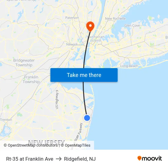 Rt-35 at Franklin Ave to Ridgefield, NJ map