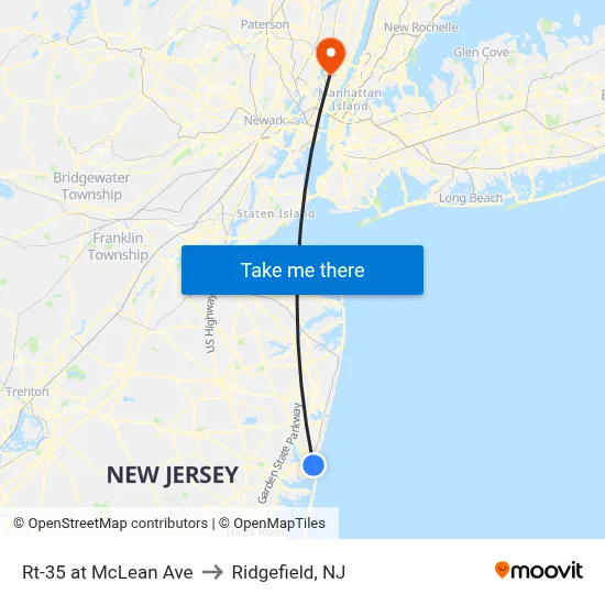Rt-35 at McLean Ave to Ridgefield, NJ map