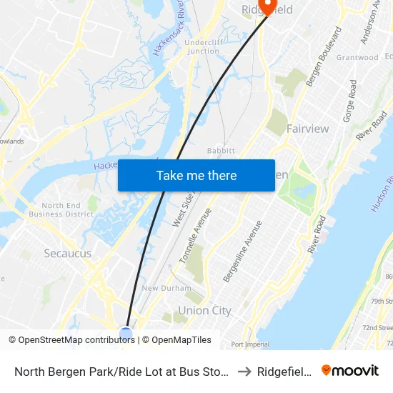 North Bergen Park/Ride Lot at Bus Stop Opposite T to Ridgefield, NJ map