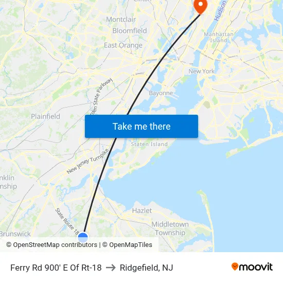 Ferry Rd 900' E Of Rt-18 to Ridgefield, NJ map