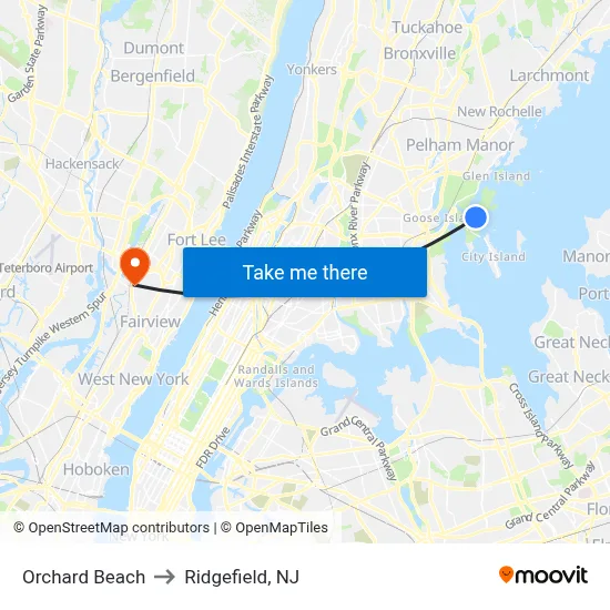 Orchard Beach to Ridgefield, NJ map