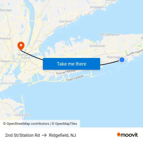 2nd St/Station Rd to Ridgefield, NJ map