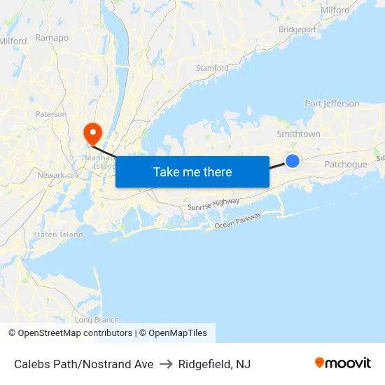 Calebs Path/Nostrand Ave to Ridgefield, NJ map