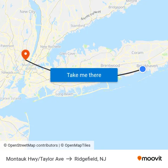 Montauk Hwy/Taylor Ave to Ridgefield, NJ map