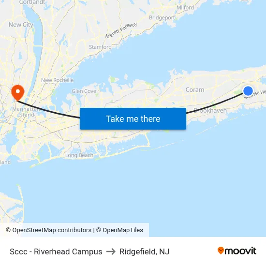 Sccc - Riverhead Campus to Ridgefield, NJ map