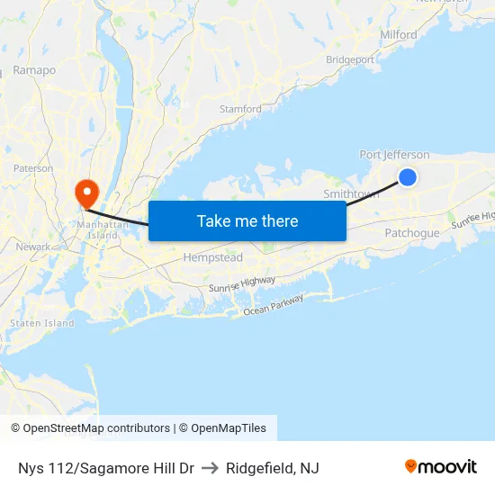 Nys 112/Sagamore Hill Dr to Ridgefield, NJ map