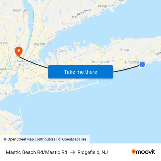 Mastic Beach Rd/Mastic Rd to Ridgefield, NJ map