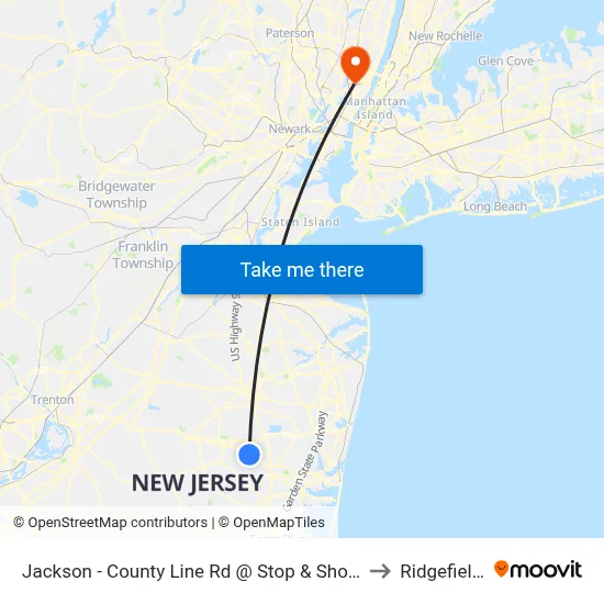 Jackson - County Line Rd @ Stop & Shop (Southbound) to Ridgefield, NJ map