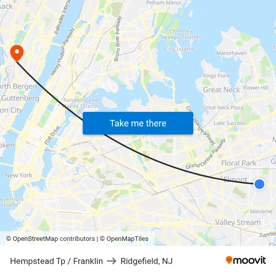 Hempstead Tp / Franklin to Ridgefield, NJ map