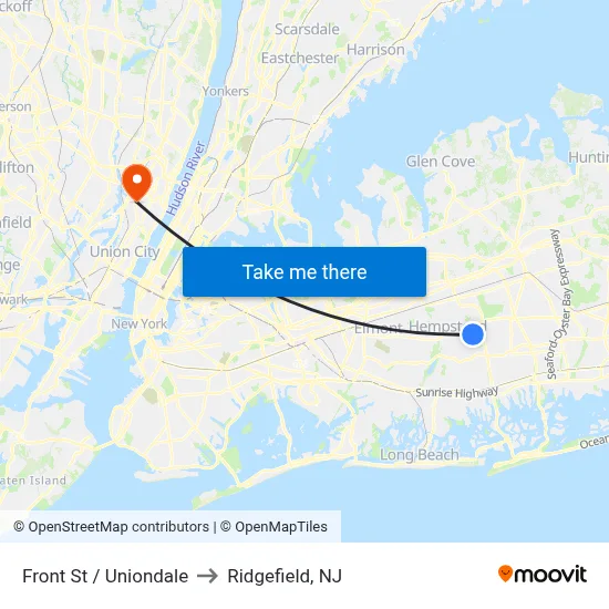 Front St / Uniondale to Ridgefield, NJ map