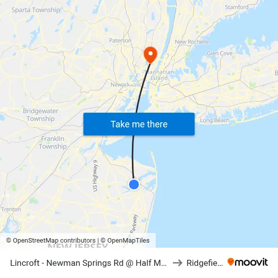 Lincroft - Newman Springs Rd @ Half Mile Rd (Northbound) to Ridgefield, NJ map