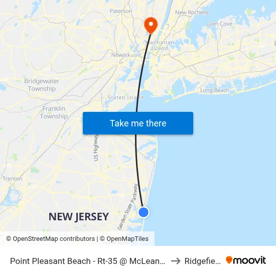Point Pleasant Beach - Rt-35 @ McLean Ave (Northbound) to Ridgefield, NJ map