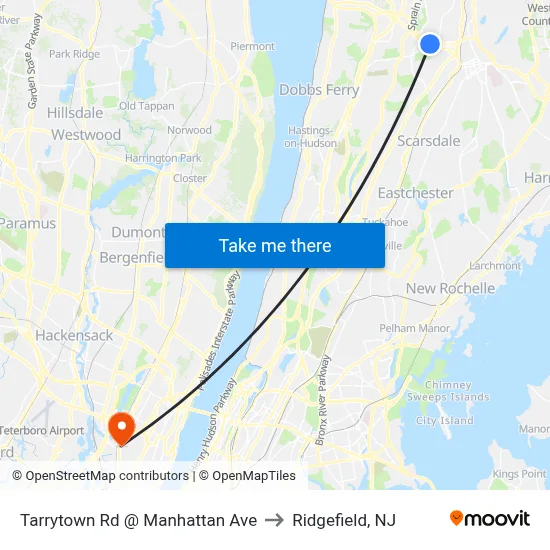 Tarrytown Rd @ Manhattan Ave to Ridgefield, NJ map
