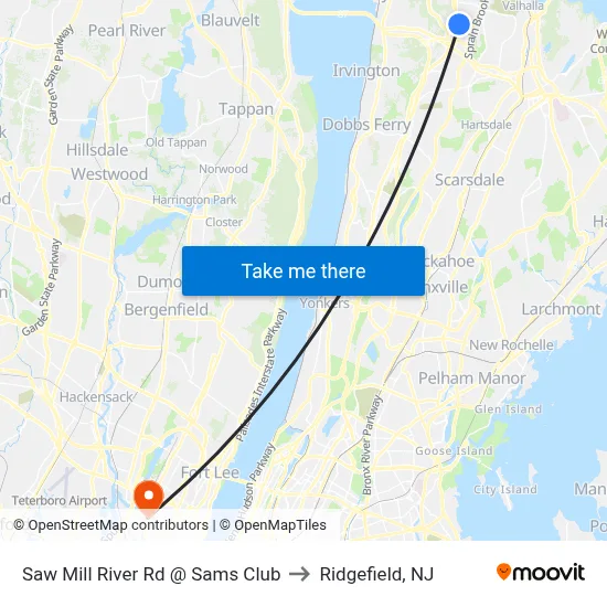 Saw Mill River Rd @ Sams Club to Ridgefield, NJ map