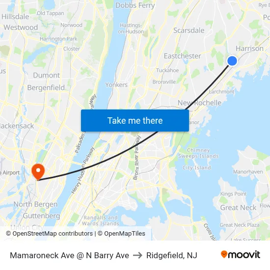 Mamaroneck Ave @ N Barry Ave to Ridgefield, NJ map