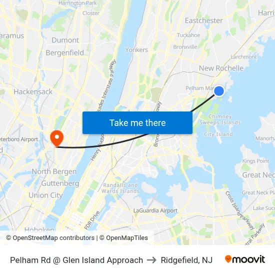 Pelham Rd @ Glen Island Approach to Ridgefield, NJ map