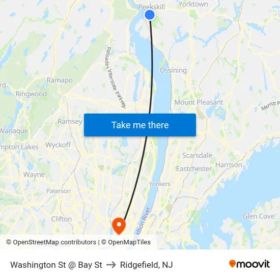 Washington St @ Bay St to Ridgefield, NJ map