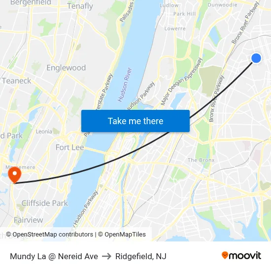 Mundy La @ Nereid Ave to Ridgefield, NJ map