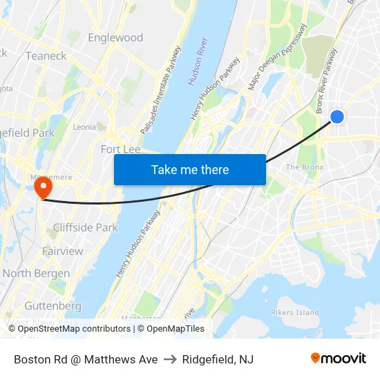Boston Rd @ Matthews Ave to Ridgefield, NJ map