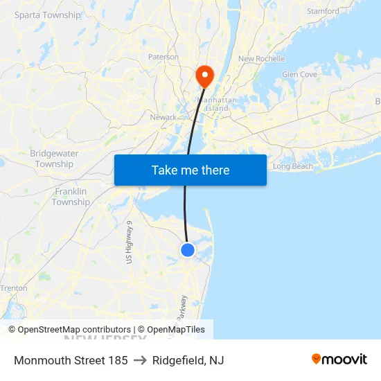 Monmouth Street 185 to Ridgefield, NJ map
