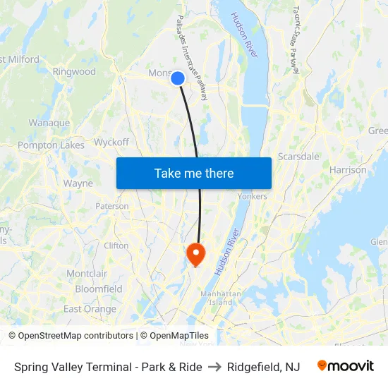 Spring Valley Terminal - Park & Ride to Ridgefield, NJ map