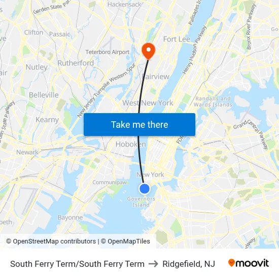 South Ferry Term/South Ferry Term to Ridgefield, NJ map