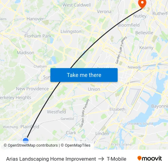 Arias Landscaping Home Improvement to T-Mobile map