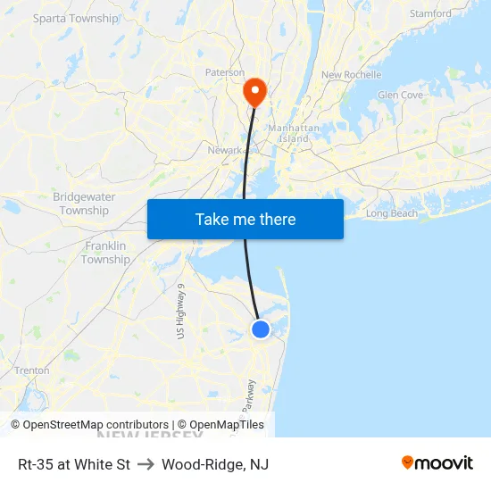 Rt-35 at White St to Wood-Ridge, NJ map