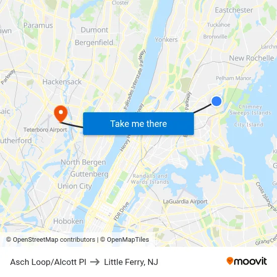 Asch Loop/Alcott Pl to Little Ferry, NJ map