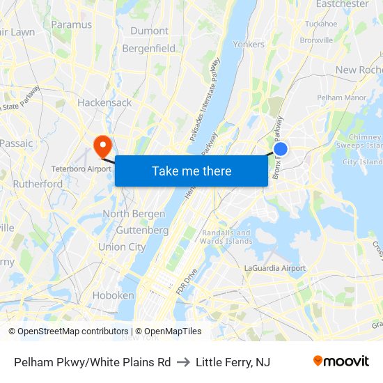 Pelham Pkwy/White Plains Rd to Little Ferry, NJ map
