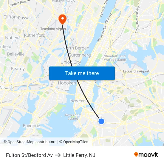 Fulton St/Bedford Av to Little Ferry, NJ map