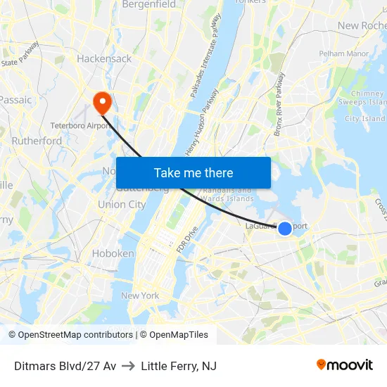Ditmars Blvd/27 Av to Little Ferry, NJ map