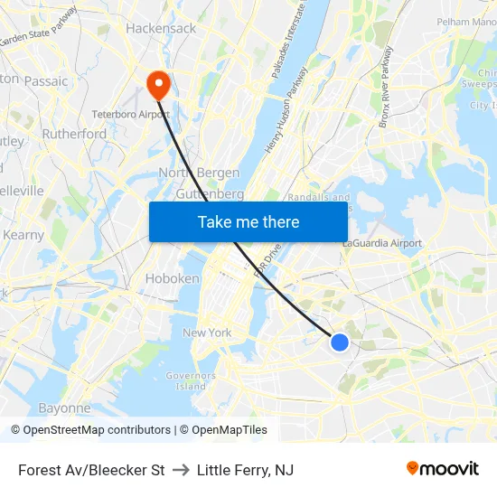 Forest Av/Bleecker St to Little Ferry, NJ map