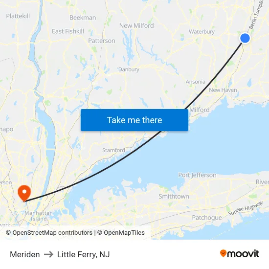 Meriden to Little Ferry, NJ map