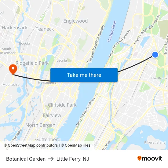Botanical Garden to Little Ferry, NJ map