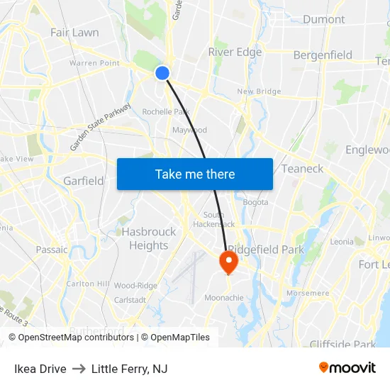 Ikea Drive to Little Ferry, NJ map
