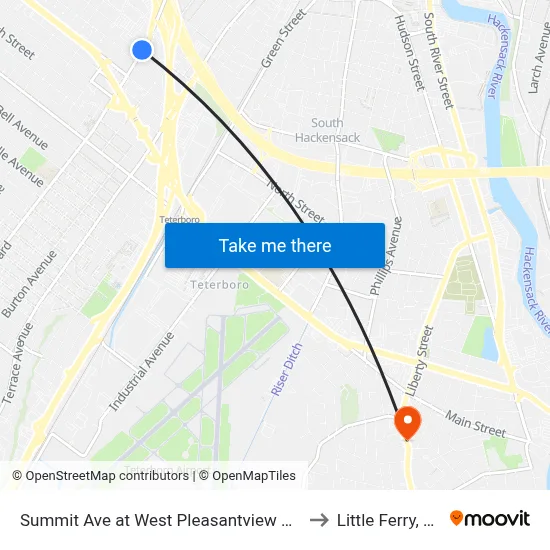 Summit Ave at West Pleasantview Ave to Little Ferry, NJ map
