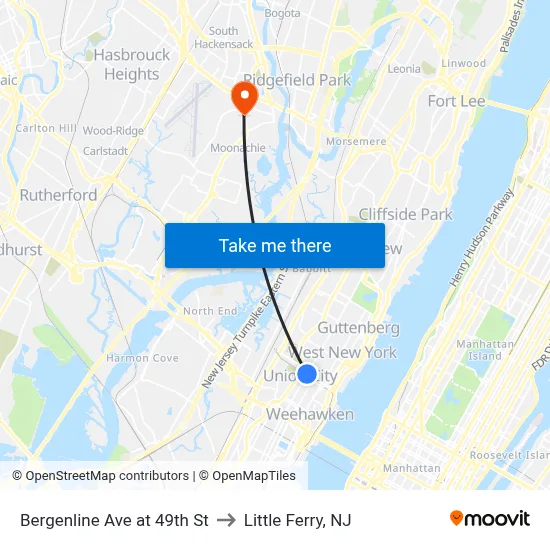 Bergenline Ave at 49th St to Little Ferry, NJ map