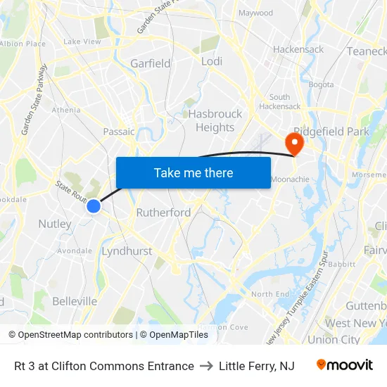 Rt 3 at Clifton Commons Entrance to Little Ferry, NJ map