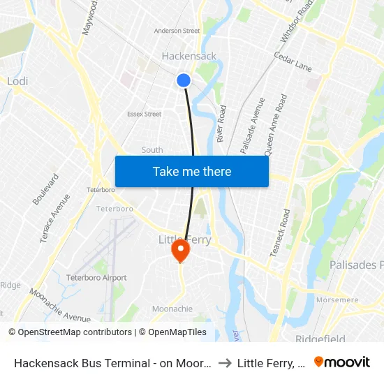 Hackensack Bus Terminal - on Moore St to Little Ferry, NJ map