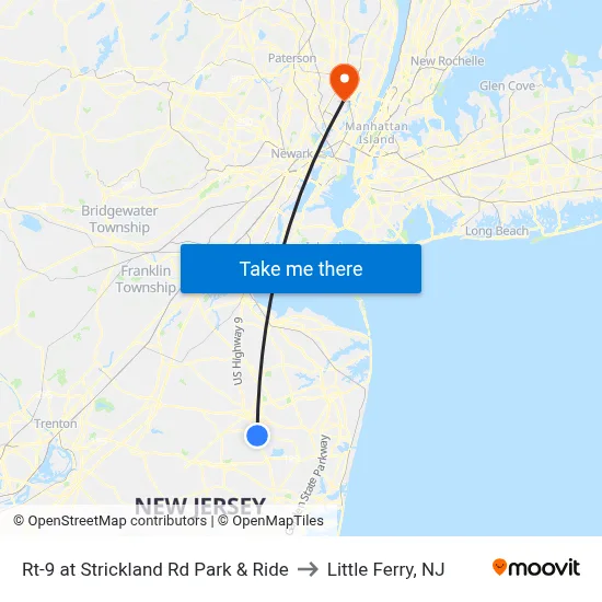 Rt-9 at Strickland Rd Park & Ride to Little Ferry, NJ map