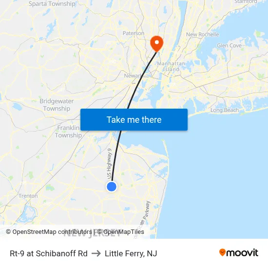 Rt-9 at Schibanoff Rd to Little Ferry, NJ map