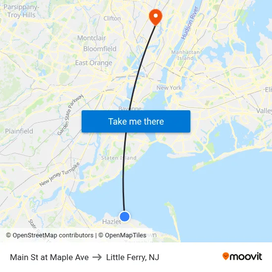 Main St at Maple Ave to Little Ferry, NJ map
