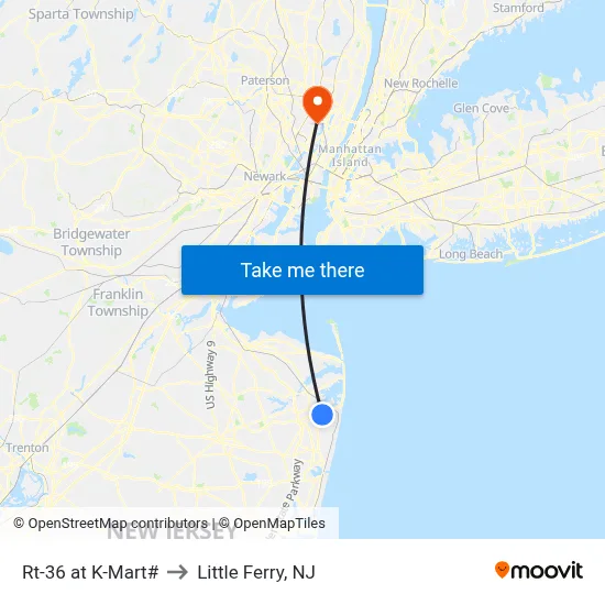 Rt-36 at K-Mart# to Little Ferry, NJ map