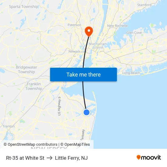 Rt-35 at White St to Little Ferry, NJ map