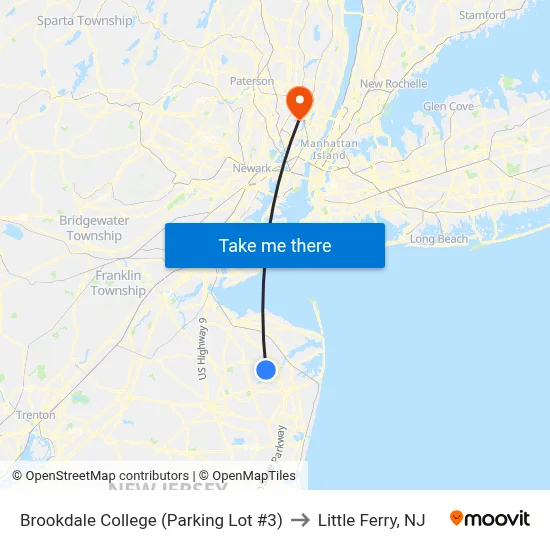 Brookdale College (Parking Lot #3) to Little Ferry, NJ map