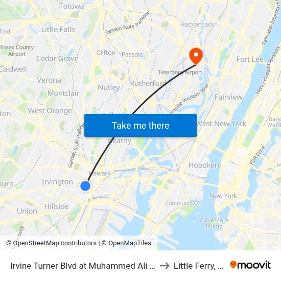 Irvine Turner Blvd at Muhammed Ali Ave to Little Ferry, NJ map