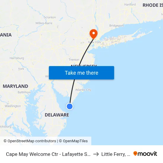 Cape May Welcome Ctr - Lafayette Street to Little Ferry, NJ map